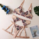Conjunto de Lingerie Florida com Tule - Bevellie - Libertina Sex Shop - calcinha lingerie, cinta liga, liga de perna, lingerie, lingerie completa, lingerie conjunto, lingerie dia dos namorados, lingerie erótica, lingerie luxo, lingerie renda, lingerie sensual, lingerie sexy, lingerie transparente, lingeries sexy, loja de lingerie - Sex Shop Vibradores